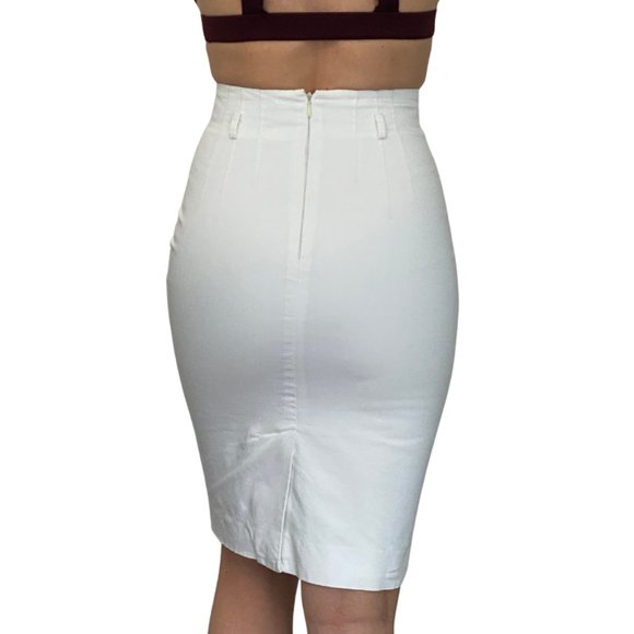 Club Monaco White Cotton Pencil Skirt Size 2 - Picture 2 of 6